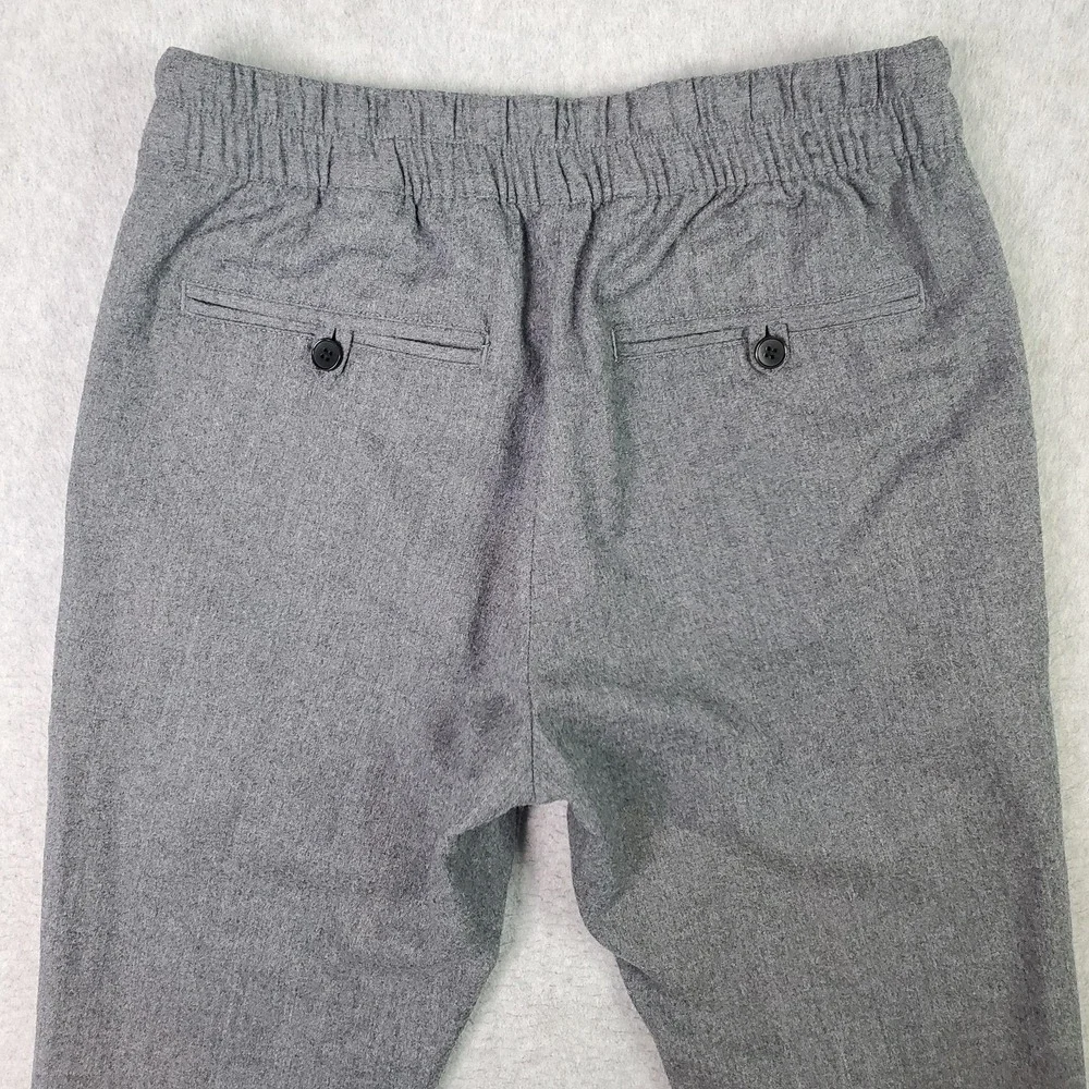 Banana Republic Wool Pants Mens Small Gray Flannel Tapered Fit Drawstring